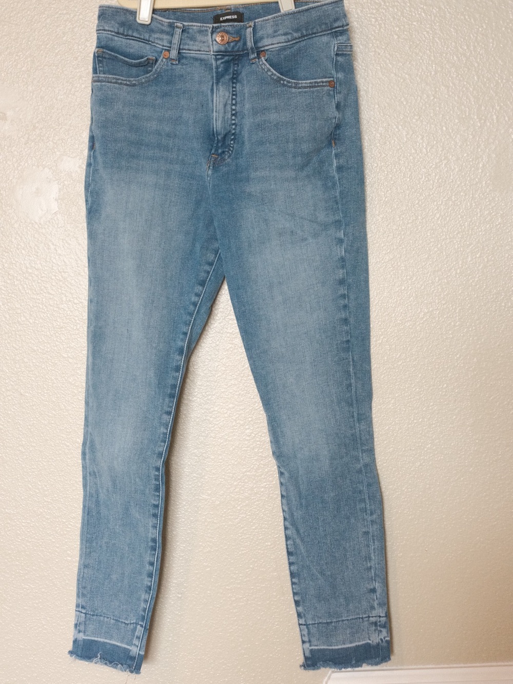 Express Light Wash Ankle Skinny Jeans - Blue